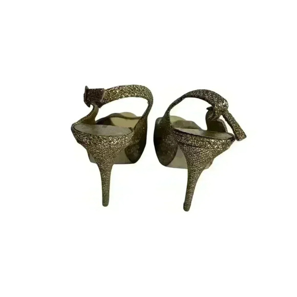 MADDEN GIRL DIAMANTE SUPER SPARKLE PARTY SHOES HEELS JASPER PEEP TOE GOLD 10 - Picture 7 of 12